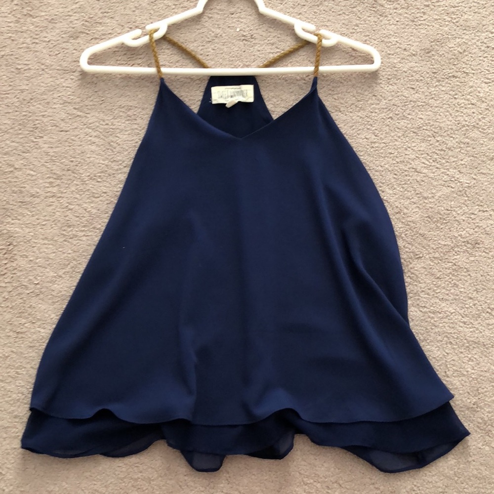 Navy String Strap Tank - Picture 3 of 4